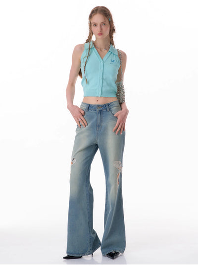 Jeans Rectos de Talle Alto con Detalle de Moño - Image 27