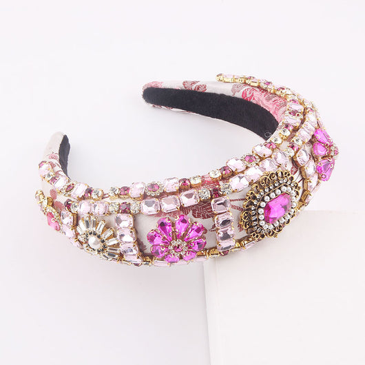 Diadema Retro con Perlas Sintéticas y Tejido Floral Tejido - Image 6
