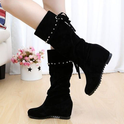 Botas Altas de Ante Nubuck con Cuña Interna y Suela Plana para Mujer - Image 4