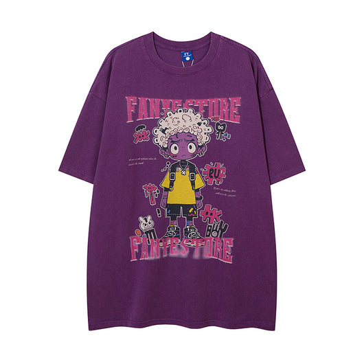 Playera Estampada Anime Efecto Desgastado para Hombre - Image 5