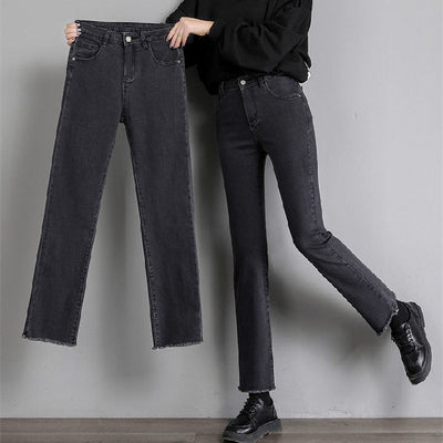Pantalones Vaqueros Recortados Cintura Alta Ajustados en Negro - Image 4