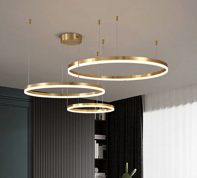 Lámpara Colgante Círculo Cobre Nórdico - Luz Atmosférica para Sala de Lujo - Image 11