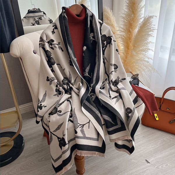 Bufanda Floral de Invierno Premium - Elegancia para la Temporada Fría