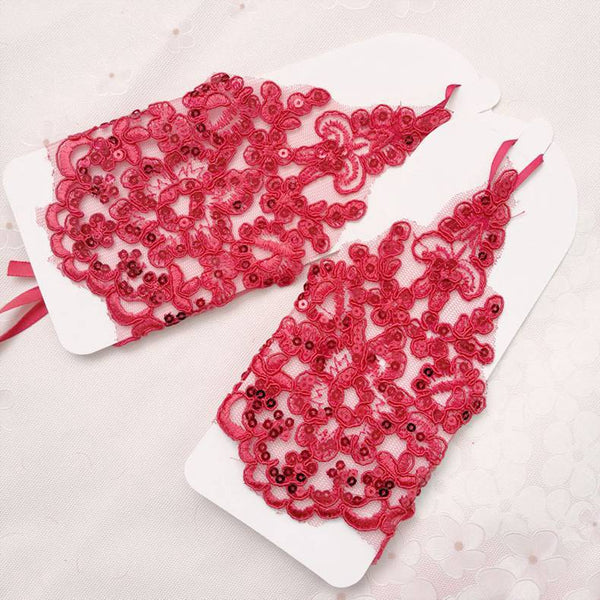Guantes Encaje Diamante sin Dedos para Niñas - Perfectos para Bodas y Eventos
