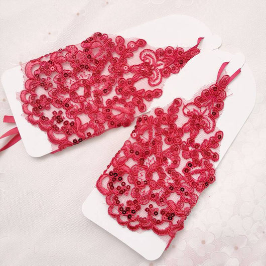 Guantes Encaje Diamante sin Dedos para Niñas - Perfectos para Bodas y Eventos