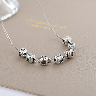 Collar Cadena Pesada Plata 925 con Dados Cuadrados de Zirconia Multicolor Estilo Retro Industrial - Image 4