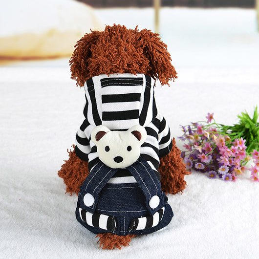 Ropa para Perros con Tirantes Denim - Pantalones a Rayas para Mascotas - Image 3