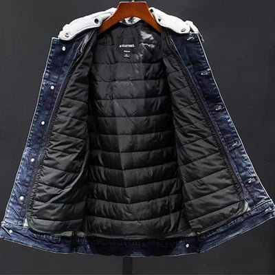 Chaqueta de Mezclilla Hombre Suelta Acolchada con Forro Desmontable - Image 3