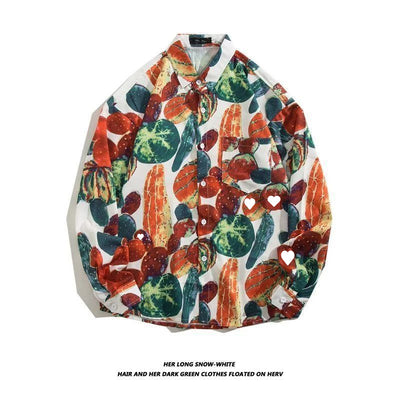 Camisa Retro Holgada Estilo Hong Kong con Estampado de Manga Larga para Hombre - Image 11