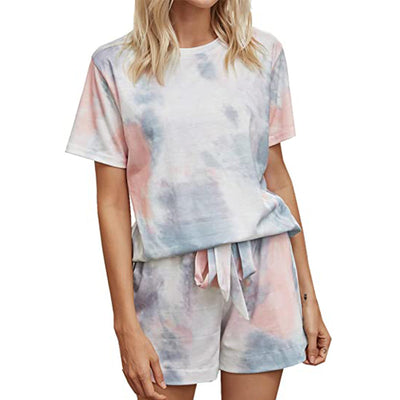 Pijama Tie Dye Estilo Europeo Manga Corta para Casa - Image 19