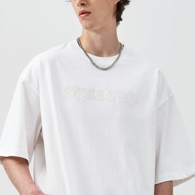 Camiseta Manga Corta de Cuero con Parches y Costuras Anchas para Hombre - Image 4