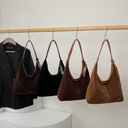 Bolso de Hombro de Ante Vintage con Costuras para Mujer - Image 2