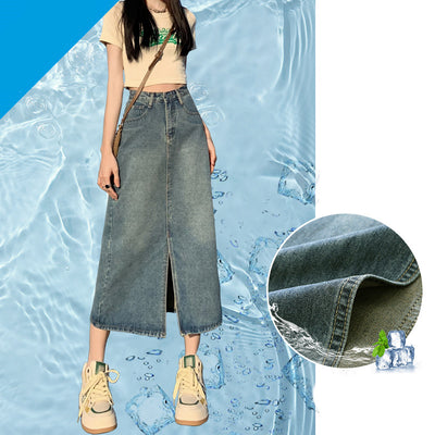 Falda Denim Cintura Alta con Abertura - Image 12