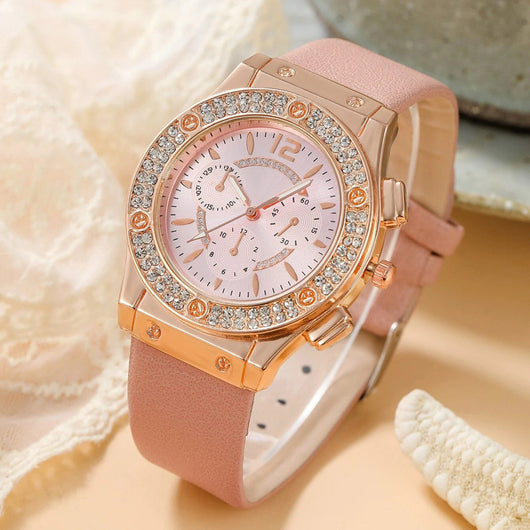 Reloj de Moda Coreana con Diamantes Incrustados y Correa PU - Image 3