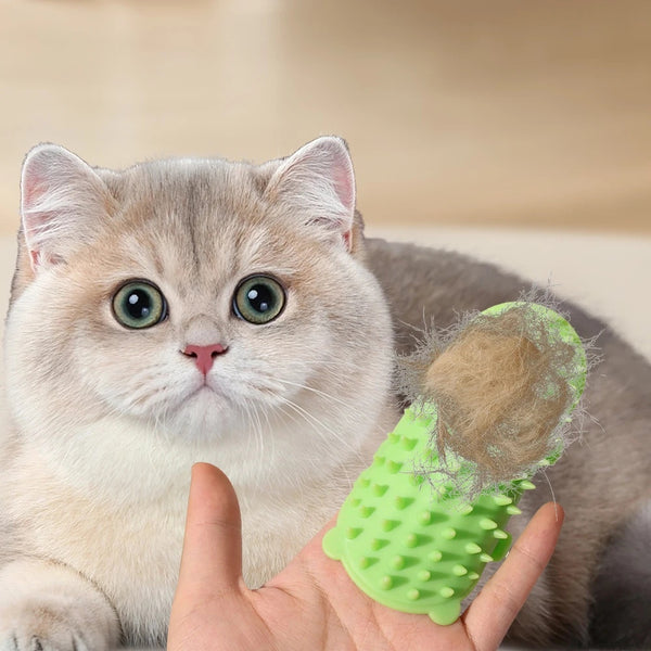 Cepillo Masajeador Quitapelos para Gatos con Rascador de Pared Autolimpiable
