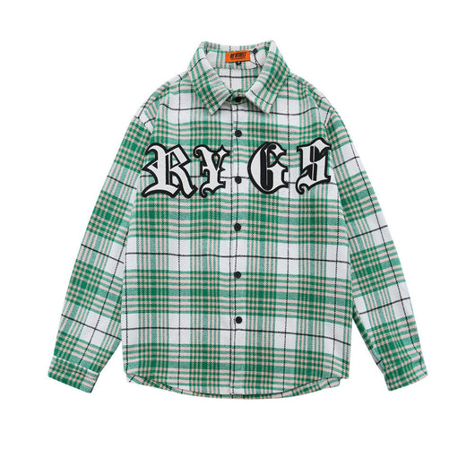 Camisa Cuadriculada con Bordado de Letras para Hombre - Image 2