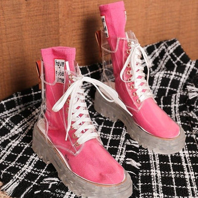 Botas Martin Transparentes con Suela Cristal y Cordones - Image 12