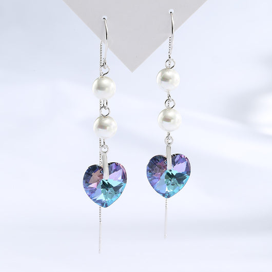 Aretes de Moda Femenina con Perlas de Cristal en Forma de Corazón - Image 9