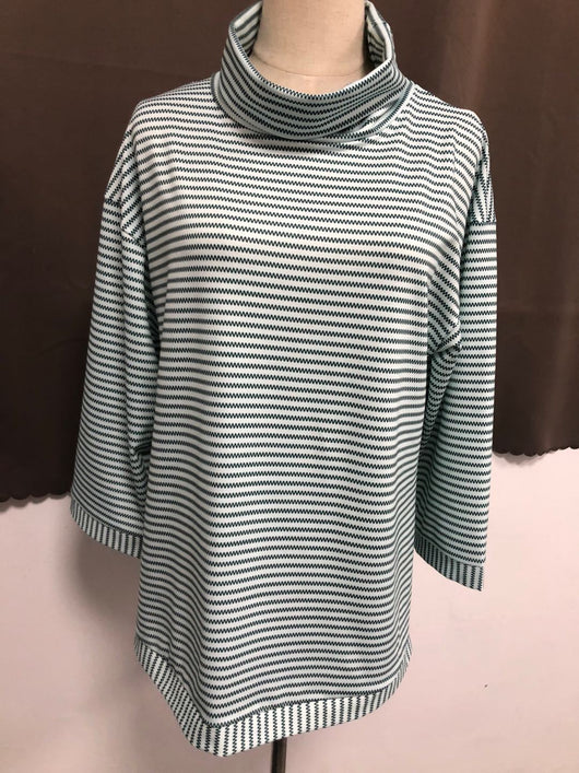 Blusa Casual de Cuello Alto con Estampado a Rayas para Mujer - Image 6