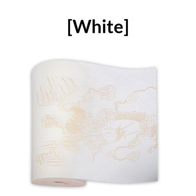 Papel para Caligrafía con Dragón Dorado y Patrones de Nubes Auspiciosas - Image 6