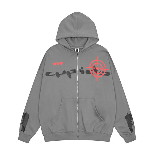 Cardigan Hoodie Oversized con Estampado de Letras - Tendencia Urbana