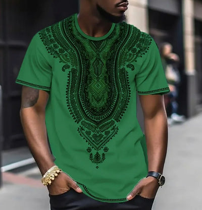 Camiseta Estilo Étnico con Impresión 3D Digital para Hombre - Image 8
