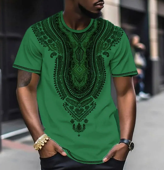 Camiseta Estilo Étnico con Impresión 3D Digital para Hombre - Image 8