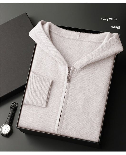 Cardigan Cashmere con Capucha para Hombre - Abrigo Casual Grueso con Cierre - Image 17