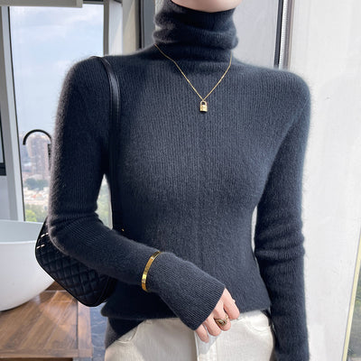 Suéter de Cuello Alto Tejido en Lana para Otoño e Invierno - Ajuste Slim - Image 11