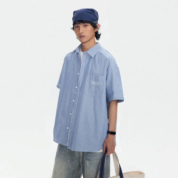 Overol Rayado con Manga Corta Unisex