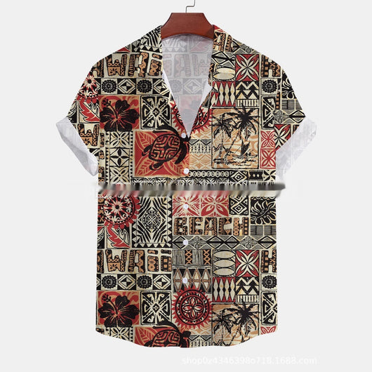 Camisa Casual de Manga Corta Estampada para Hombre