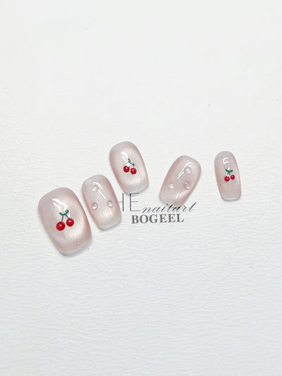 Manicura Artesanal de Cerezas Pintadas a Mano - Image 2