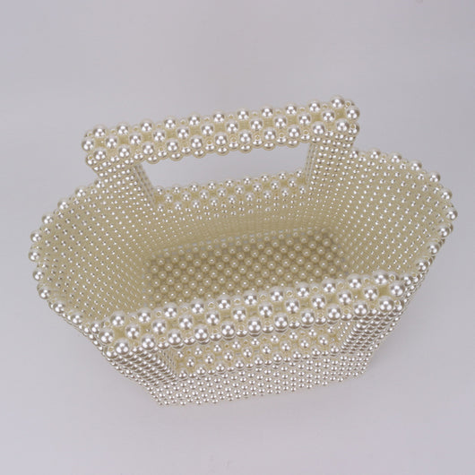 Bolsa Tote Blanca con Marco de Perlas - Image 7