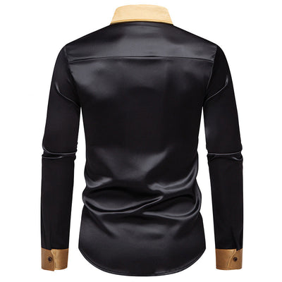 Camisa Manga Larga Satinada Bicolor para Hombre - Image 24