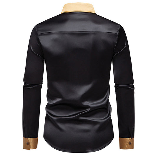 Camisa Manga Larga Satinada Bicolor para Hombre - Image 24