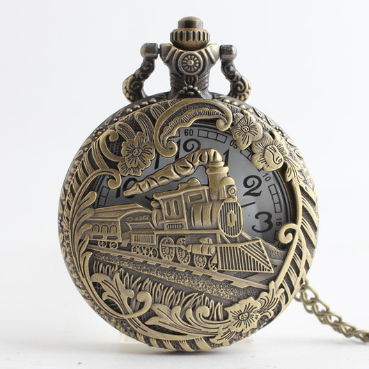 Reloj de Bolsillo Clásico Grande con Diseño Nostálgico de Locomotora Hueca - Image 3