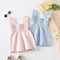 Vestido Tejido para Niña con Mangas Volantes y Detalles Selvedge