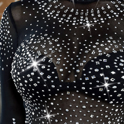 Blusa Negra de Manga Larga Cuello Redondo para Mujer - Image 3