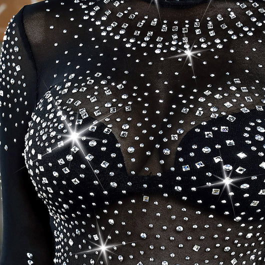 Blusa Negra de Manga Larga Cuello Redondo para Mujer - Image 3
