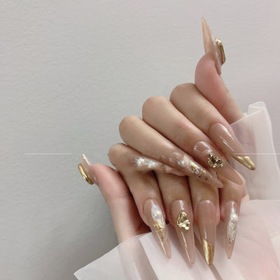 Uñas Postizas Largas Efecto Té con Leche - Lujo y Elegancia - Image 8