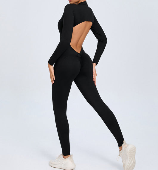 Enterizo Largo Backless con Cierre y Mangas Largas en Color Sólido - Image 21