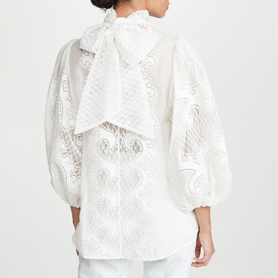 Camisa de Cuello Alto con Bordado Hueco - Estilo Profesional Reforzado - Image 8