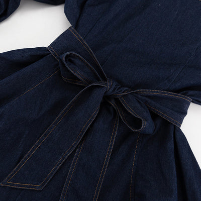 Vestido Camisero Denim con Mangas Farol y Cordones - Image 15