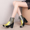 Botas Martin de Cuero Frosted con Tacón Grueso y Punta Cuadrada para Mujer