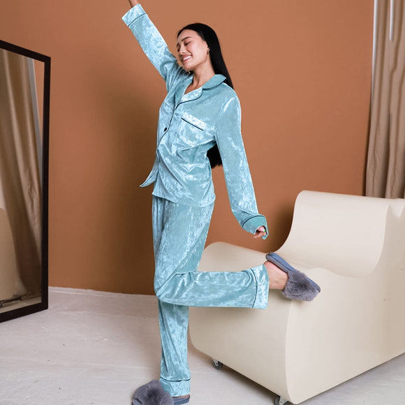 Pijama de Terciopelo Verde Diamondmax para Mujer