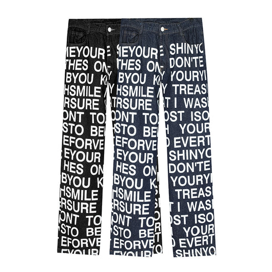 Jeans Casual Retro Americano WritingTrendy - Estilo Urbano Clásico - Image 4