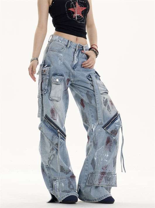 Pantalones Vaqueros de Trabajo Mujer Cintura Alta Bolsillos Múltiples - Image 17