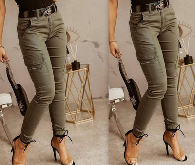 Pantalones Clásicos para Mujer con Cintura Baja y Bolsillos - Image 9