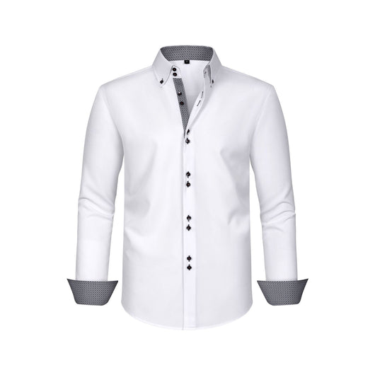 Camisa Hombre Estiramiento Cuádruple con Lunares y Bloques de Color - Image 29