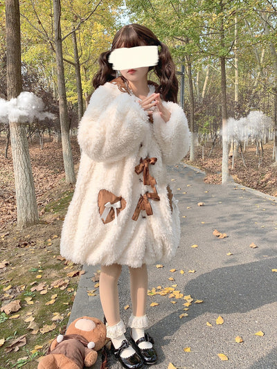 Chaqueta JK Lolita Soft Girl con Oso Floral - Abrigo Invierno Largo - Image 7